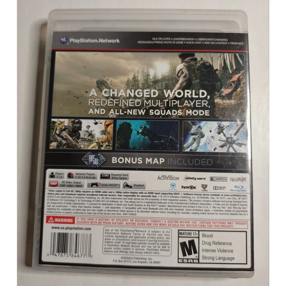 COD Call of Duty - Ghosts PS3 Disc + Case + Manual